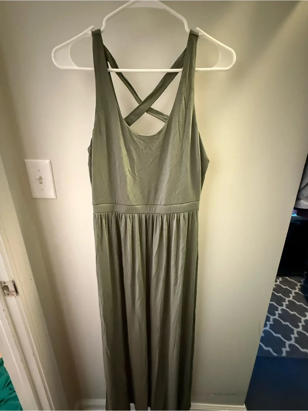 LOFT Olive Cross-Back Tank Dress